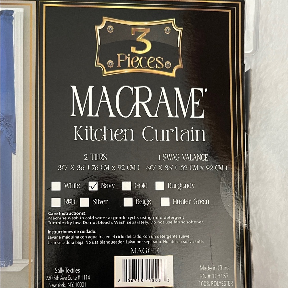 Maggie Blue Macrame Kitchen Curtain - Picture 3 of 3